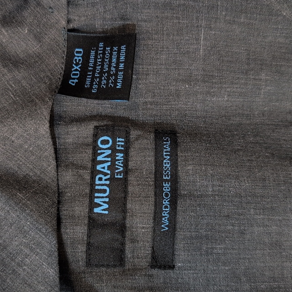 Murano Men's Evan Extra Slim Fit Flat Front Grey Chino Dress Pants Tapered 40x30 - Picture 8 of 8